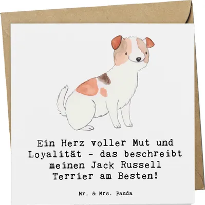Produktbild von Mr. & Mrs. Panda Grußkarte Jack Russell Terrier - Weiß - Geschenk, energiegeladen, doppelkarte, Loyalität, Abenteuer, Hunderassen Eigenschaften, Hunderasse, Klappkarte