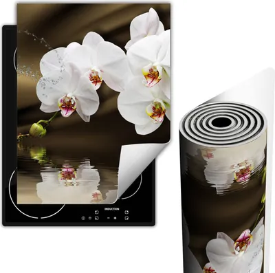 Produktbild von Herdabdeckplatten Glaskeramikkochfeld-Abdeckung 40x52 cm Anti Rutsch Matte Aufrollbar, Orchidee