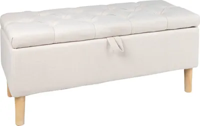 Produktbild von Chesterfield Truhenbank CASTLE 100cm beige Sitzbank Landhausstil mit Stauraum