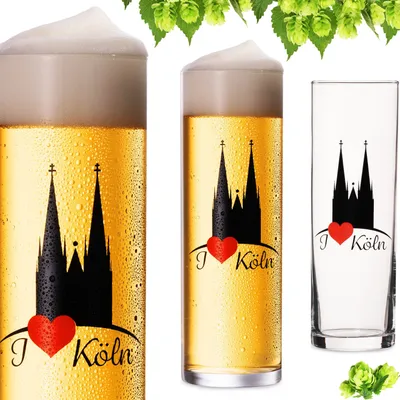 Produktbild von IMPERIAL Kölschgläser mit Kölner Dom Motiv 200ml (max. 240ml) Set 3-Teilig Kölsch Stangen aus Glas 0,2L Biergläser Köln
