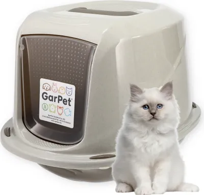 Produktbild von Katzenklo mit Deckel Aktivkohlefilter Katzentoilette Katzen WC Hauben Toilette Klo Indoor Outdoor grau modernes Design