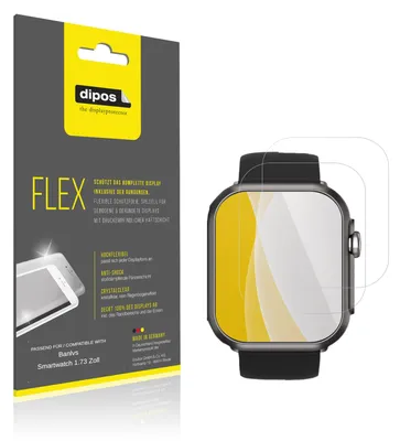 Image de 2x Film de protection d'écran pour Banlvs Smartwatch 1.73 Zoll, recouvre 100% de l'écran, dipos Flex