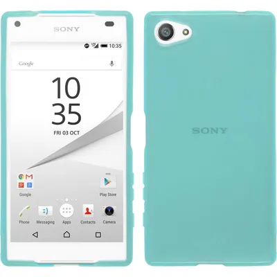 A product shot of a turquoise phone case for a Sony Xperia Z5 Compact, shown from the front and back.