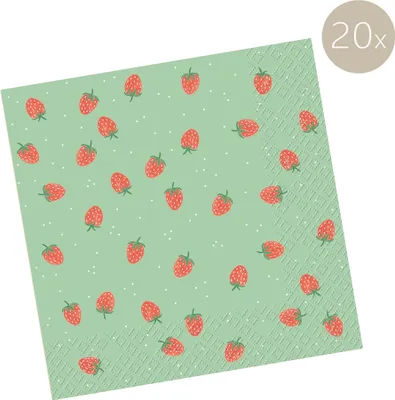 Produktbild von Minzgrüne Servietten mit Erdbeeren