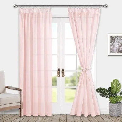 Zdjęcie produktu dla Przezroczyste zasłony - półprzezroczyste - 2 sztuki - różowe - 225 x 140 cm