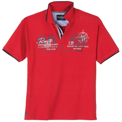 Produktbild von Redfield Übergrößen Poloshirt rot Frontprint RDFD