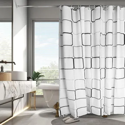 Obrázok produktu pre Sprchová záclona, vodotesná, s protiplesňovou úpravou, 200 x 200 cm, s 12 očkami, pre kúpeľňu