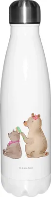 Produktbild von Mr. & Mrs. Panda Thermosflasche Bär Kind - Weiß - Geschenk, Mama, Muttertag, Wasserflasche, Tochter, trinkflaschen, Vatertag, Mutter, Trinkgefäß, Familie, Thermos