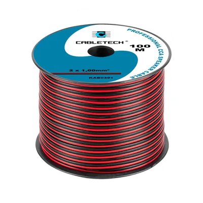 Lautsprecherkabel Cabletech CCA, 2 x 1,0 mm², 100 m, schwarz-rot