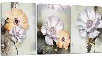 Productafbeelding van Drieluik met bloemenmotief, canvas, 30 x 40 cm