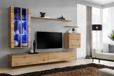 Image de Mobilier design, ensemble moderne, meuble mural, support TV, meubles en bois, buffet