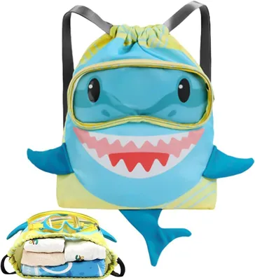 Image de Sac de piscine pour enfants - Sac de sport - Pour la natation et le sport - Compartiments séparés pour le sec et le mouillé - 40x16x38 cm - Bleu