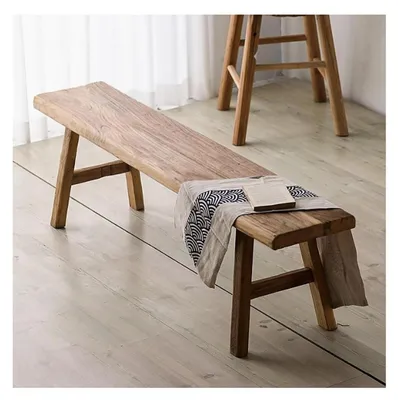 Zdjęcie produktu dla Ławka z litego drewna, orzech, do przedpokoju, jadalni lub sypialni, wymiary: 180 x 26 x 45 cm