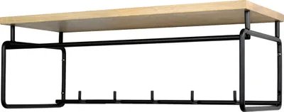 Produktbild von Spinder Design Clint 3 Wandgarderobe mit 5 Haken und Hutablage 70x29x25 - Schwarz/Eiche