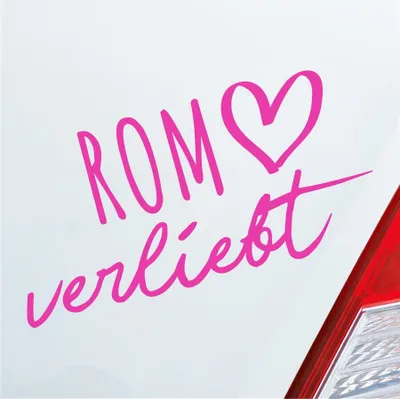 Produktbild von Auto Aufkleber Rom verliebt Herz Stadt Heimat Liebe Car 19x10 cm Pink Sticker Heckscheibenaufkleber