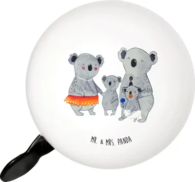 Produktbild von Mr. & Mrs. Panda Fahrradklingel Koala Familie - Weiß - Geschenk, Fahrrad-Klingel, Family, Fahrrad Klingel, Mama, Für, Papa, Fahrradglocke, Schwester, Geschwister, Kinder