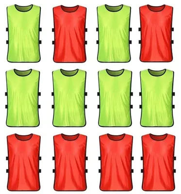 Image de 12 gilets d'entraînement de football pour enfants, taille S, en polyester, sans manches