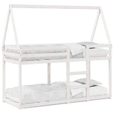 Produktbild von vidaXL Etagenbett mit Dach Weiß 80x200 cm Massivholz Kiefer