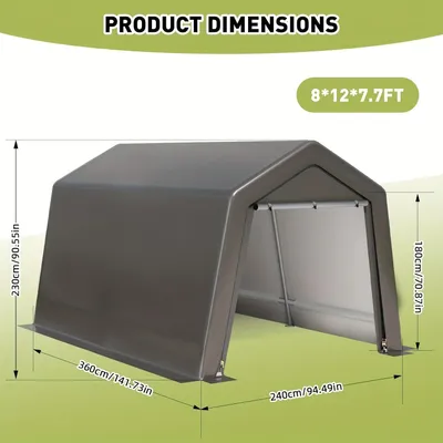 Produktbild von Aufbewahrungszelt - Bergzelt - Carport - Schuppenzelt - Unterstellzelt - Wasserdichte PE-Plane - Verstärkter Metallrahmen