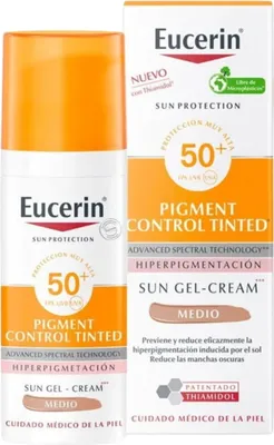 Produktbild von Eucerin - Getönte Sonnenschutz-Gel-Creme Pigmentkontrolle LSF 50+ Mittel