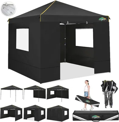 Image de COBIZI Pavillon 3x3 Imperméable Stable Pop Up Protection UV 50+ Noir