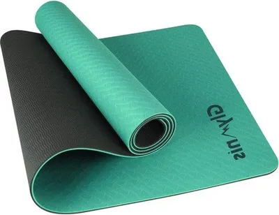 Image de Tapis de yoga en TPE antidérapant, hydrofuge, réversible, 183 x 61 x 6 cm, avec sangles, pour le yoga, la gymnastique et l'entraînement