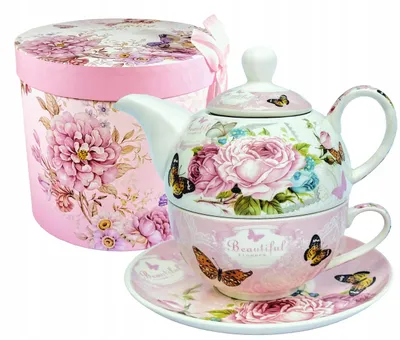 Zdjęcie produktu dla Zestaw do herbaty porcelanowa filiżanka czajniczek 400 pudełko prezentowe