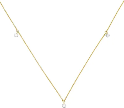 Produktbild von Halskette Collier 750 Gold Gelbgold mit 3 Diamanten Brillanten 0,18 ct. 42-45cm