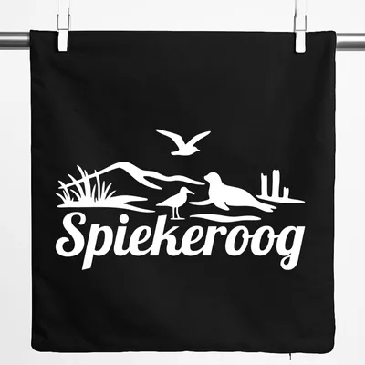 Produktbild von Huuraa Kissenbezug Spiekeroog Strandmotiv 40x40cm Black Baumwolle Dekokissenbezug Geschenkidee