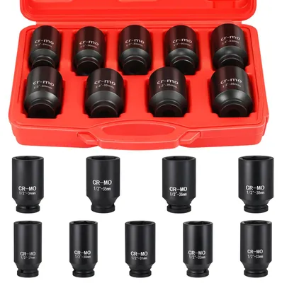 Tiefer Steckschlüssel-Satz 9-teilig, 1/2 Zoll, 29-38 mm, CR-MO