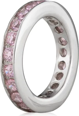 Produktbild von Silber 925 Kettenanhänger Ring Rund mit Rose Zirkonia anlaufgeschützt Taufring