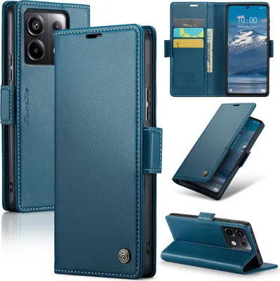 Image de Xiaomi Redmi Note 13 Pro 5G Case, RFID Blocking Card, Advanced Flip Leather Case with Stand Function for Xiaomi Redmi Note 13 Pro 5G Blue