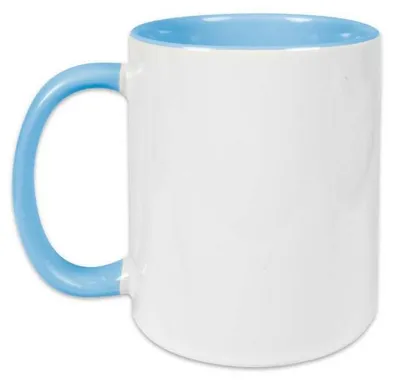 Produktbild von Plottermarie Sublimationsrohlinge Sublimations-Tassen für personalisierte Geschenkideen – Sublimationsrohlinge, Fotogeschenke, Personalisierung & DIY Weiße Keramik-Tasse Two Tone zum Sublimieren Light Blue 1 Stück