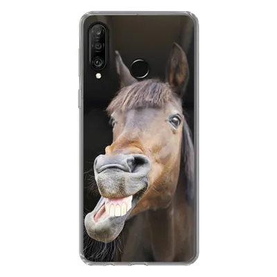 Produktbild von MuchoWow® Handyhülle Schutzhülle Hülle für Huawei P30 Lite Pferd - Lustig - Stall - Kinder - Jungen - Mädchen - Kinder Silikon Softcase Handy Hülle - Handyhülle