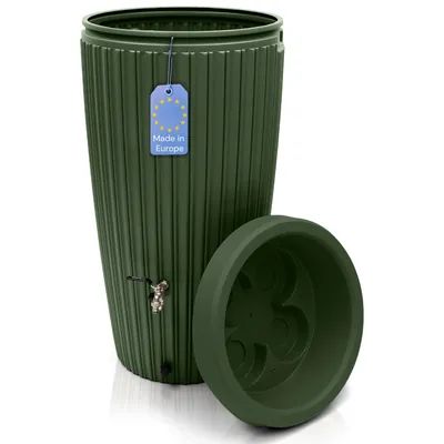 Produktbild von YourCasa Regentonne 240 Liter [RainCatcher] Messing Wasserhahn & Deckel - Regenfass Frostsicher aus Kunststoff (Forest)