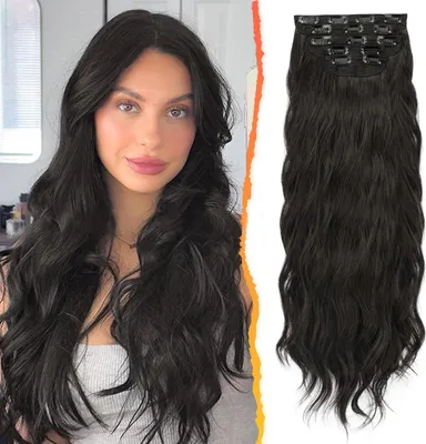 Produktbild von BARSDAR Clip in Extensions - Lange Wellige Haarverlängerungen für Frauen - Dunkelbraun 50 cm