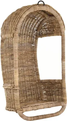 Produktbild von KRINES HOME Hängeschaukel / Hängesessel aus ungeschältem Natur-Rattan - Hängekorb naturbelassen (Grau Natur)