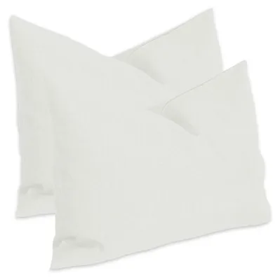 Produktbild von Kissenbezug 2er Set weiss 30x50 cm Struktur Leinenoptik Kissenhülle Deko Kissen