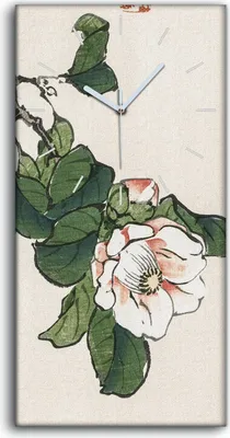 Produktbild von Wandbild Leinwand Bilder mit Uhr Geräuschlos 30x60 Malerei Asiatische Blumen - weiße Hände