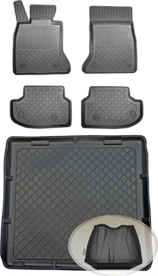 Produktbild von SET Kofferraumwanne Gummifußmatten für BMW 5er F11 Facelift Touring Kombi 5-türer 2013-2017 nicht für xdrive geeignet, Sitzschiene der Vordersitze vorne bei 365mm