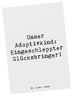 Produktbild von Mr. & Mrs. Panda Grußkarte Spruch Adoptivkind Glücksbringer - Weiß - Geschenk, Verwandte, Familienbande, Kunstkarten, Handgefertigte Produkte, Adoption, Postkarte, Liebe