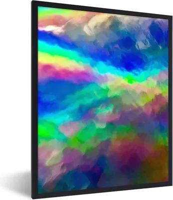 Produktbild von MuchoWow® Gerahmtes Poster Aquarell - Kunst - Psychedelisch 60x80 cm - Poster mit Schwarzem Bilderrahmen Wandposter Rahmen Foto Bilder - Premium - Wanddeko Wohnzimmer