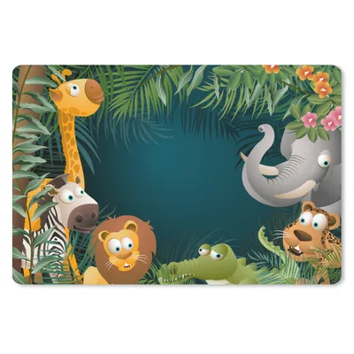 Produktbild von MuchoWow® Schreibtischunterlage Farben - Dschungeltiere - Blätter - Mädchen - Jungen - Kinder 60x40 cm - XXL Mauspad - Großes Mauspad