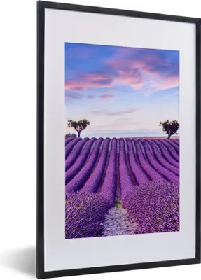Produktbild von MuchoWow® Gerahmtes Poster Lavendel - Natur - Lila - Bäume - Blumen 40x60 cm - Poster mit Schwarzem Bilderrahmen Wandposter Rahmen Foto Bilder - Poster in Rahmen
