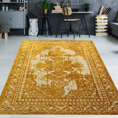 Produktbild von Orientteppich Wohnzimmer Teppich in Gold Silber Größe - 160 x 230 cm