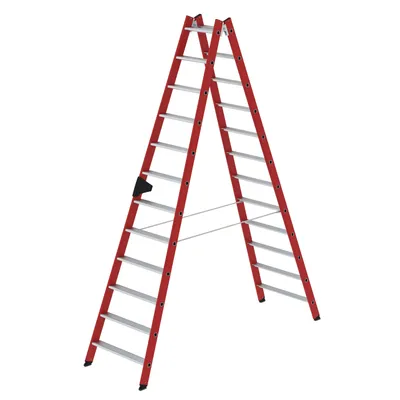 Produktbild von MUNK Günzburger Steigtechnik Stufen-Stehleiter beidseitig begehbar GFK / Alu 2x12 Stufen