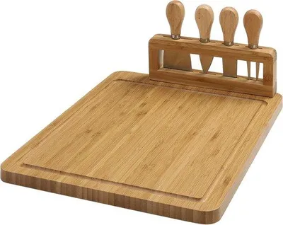 Produktbild von Bamboo Schneidebrett mit integrierter Käsemessenset - Natur