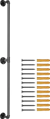 Obrázek produktu pro SucceBuy 7FT trubkové schodišťové zábradlí, zatížení 440LBS, uhlíková ocel, nástěnné, kulatý roh, vnitřní/venkovní