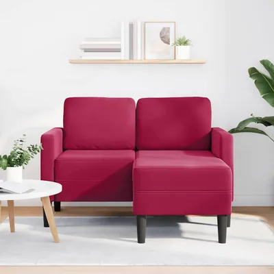 Obrázok produktu pre vidaXL 2-miestna pohovka s lehátkom v tvare L, vínovočervená 125 cm, zamat