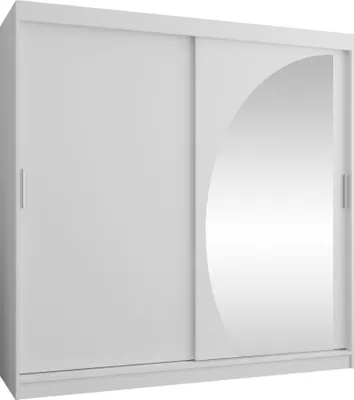 Produktbild von MIRJAN24 Kleiderschrank Wika 200, Schwebetürenschrank mit zwei Kleiderstangen, Garderobe (Farbe: Weiß, Größe: 200 cm, mit Schubladen)